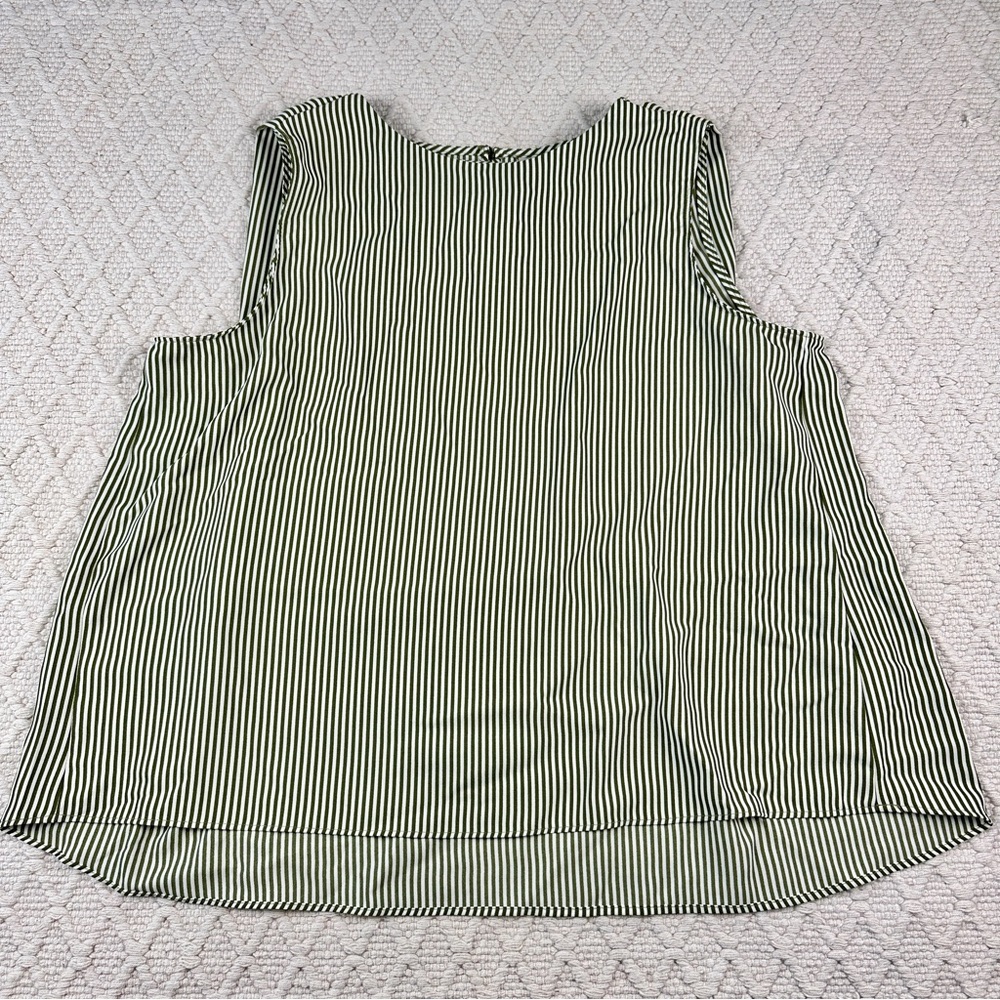 Worthington Green and White Striped Sleeveless Top